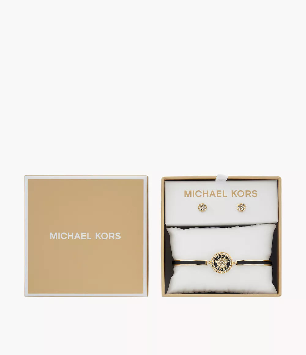 Michael Kors Gold-Tone Brass Bracelet and Earrings Set