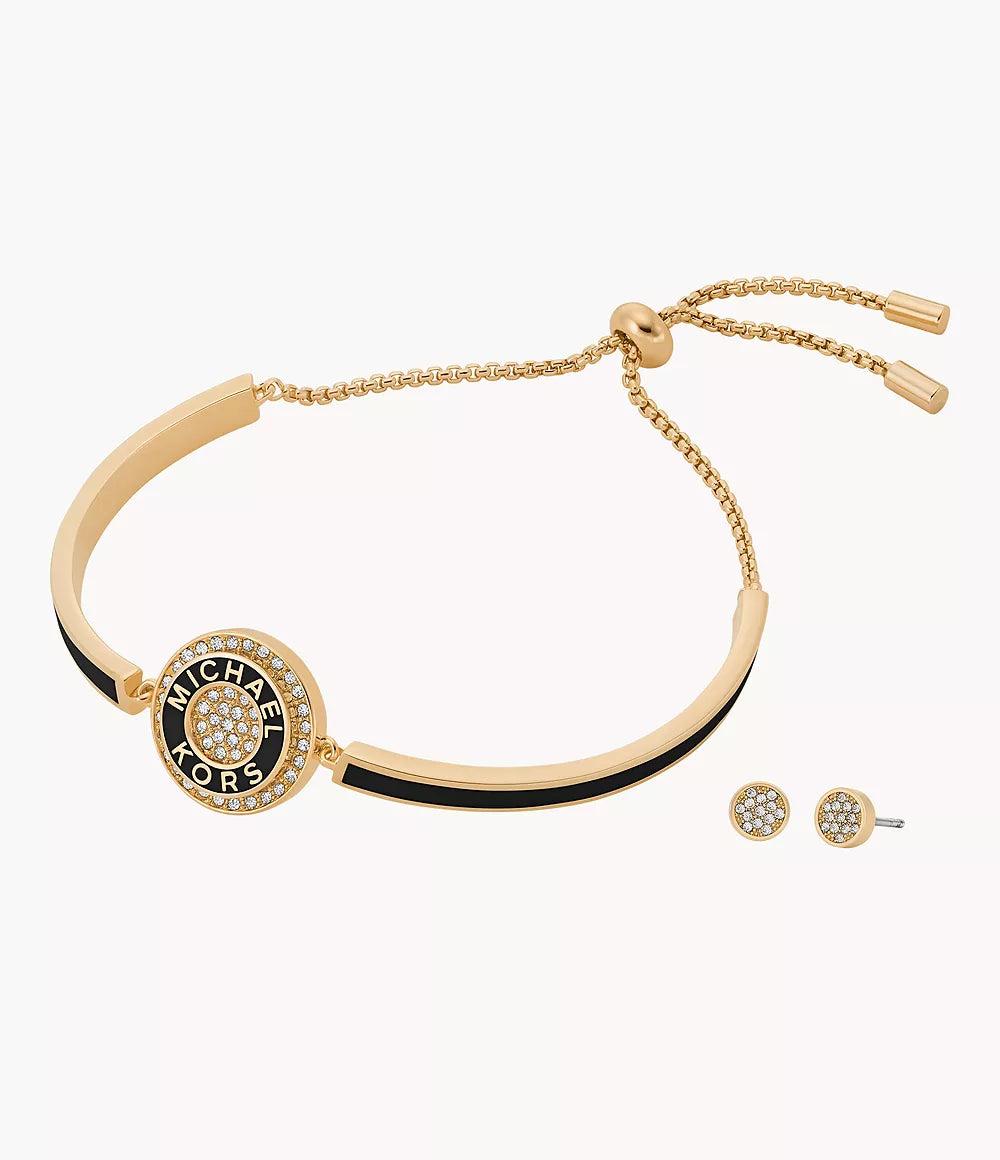 Michael Kors Gold-Tone Brass Bracelet and Earrings Set