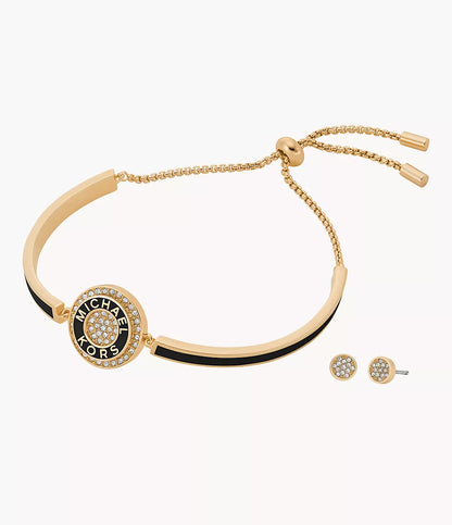 Michael Kors Gold-Tone Brass Bracelet and Earrings Set