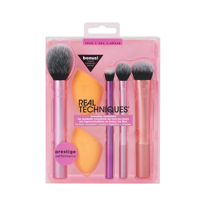 Real Technique Everyday Essentials Makeup Brush Set with Bonus Miracle Complexion Sponge