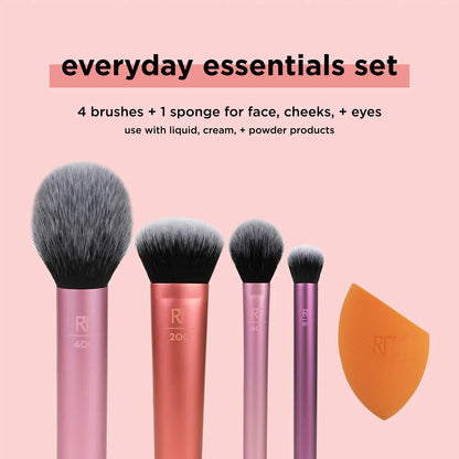 Real Technique Everyday Essentials Makeup Brush Set with Bonus Miracle Complexion Sponge