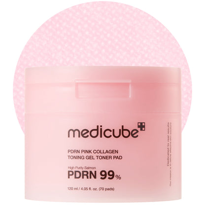 MEDICUBE PDRN Pink Collagen Toning Gel Toner Pad 70 Sheets