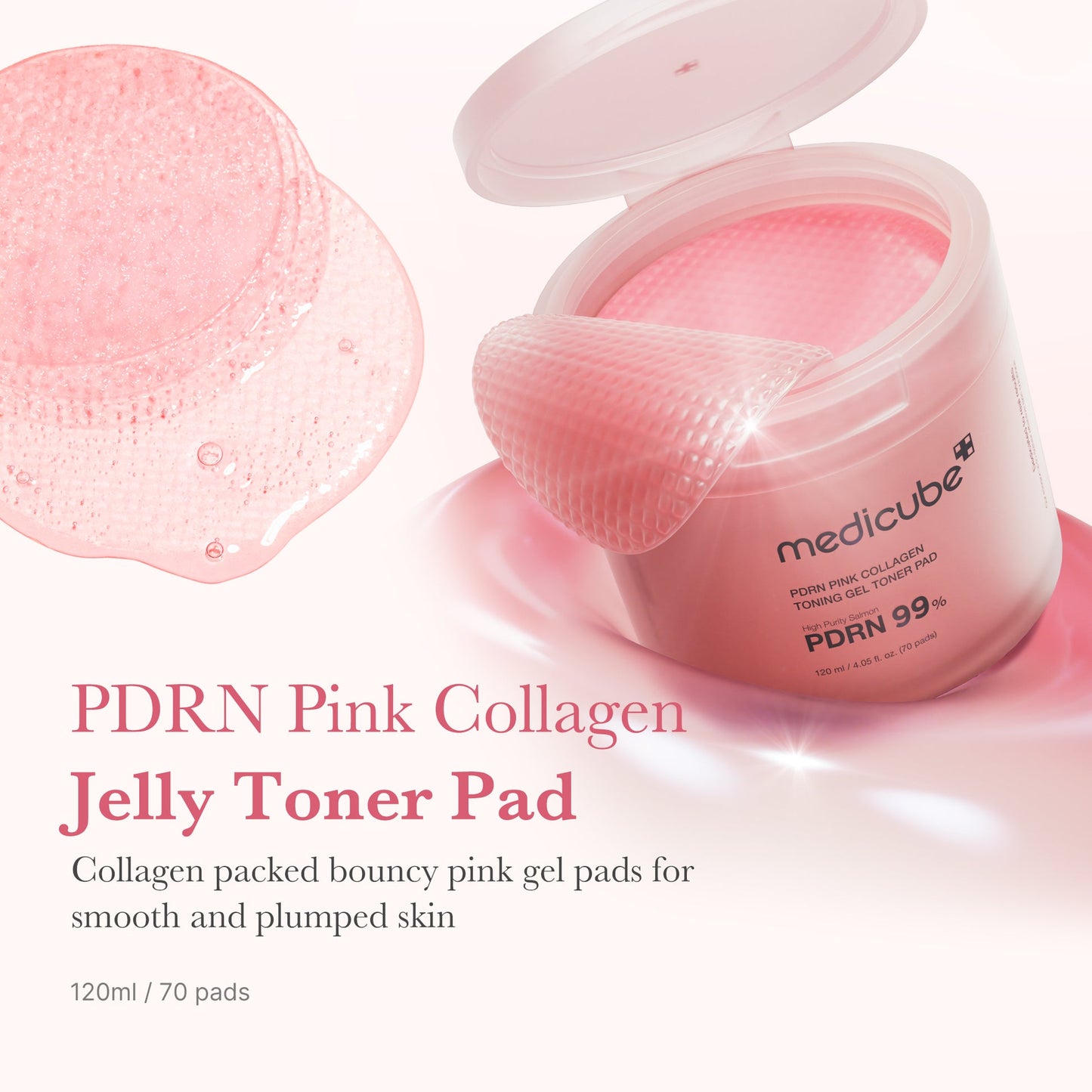 MEDICUBE PDRN Pink Collagen Toning Gel Toner Pad 70 Sheets