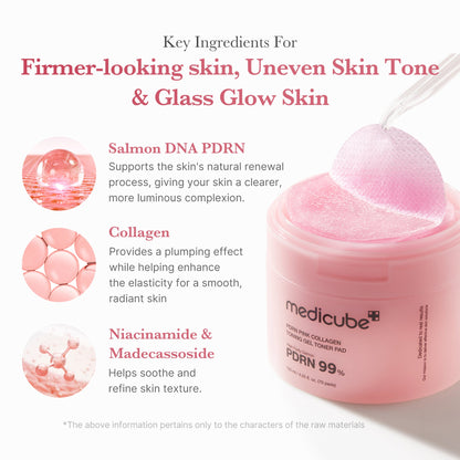 MEDICUBE PDRN Pink Collagen Toning Gel Toner Pad 70 Sheets