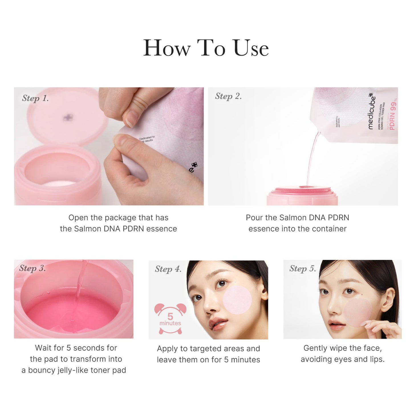 MEDICUBE PDRN Pink Collagen Toning Gel Toner Pad 70 Sheets